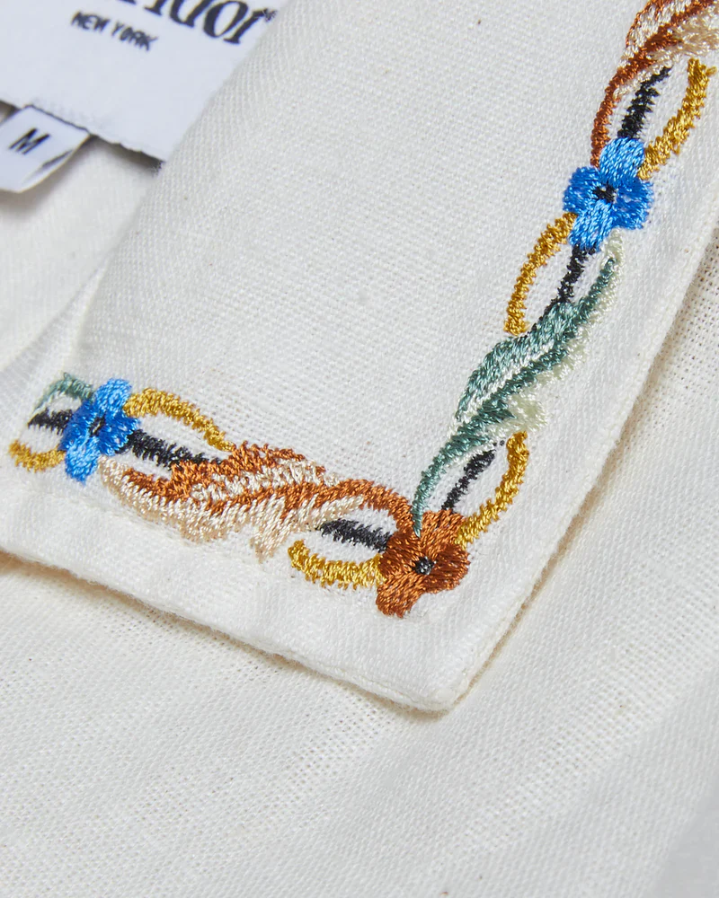 ROSE CHAIN EMBROIDERED SS SHIRT