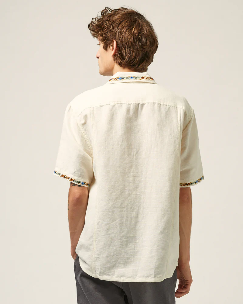 ROSE CHAIN EMBROIDERED SS SHIRT