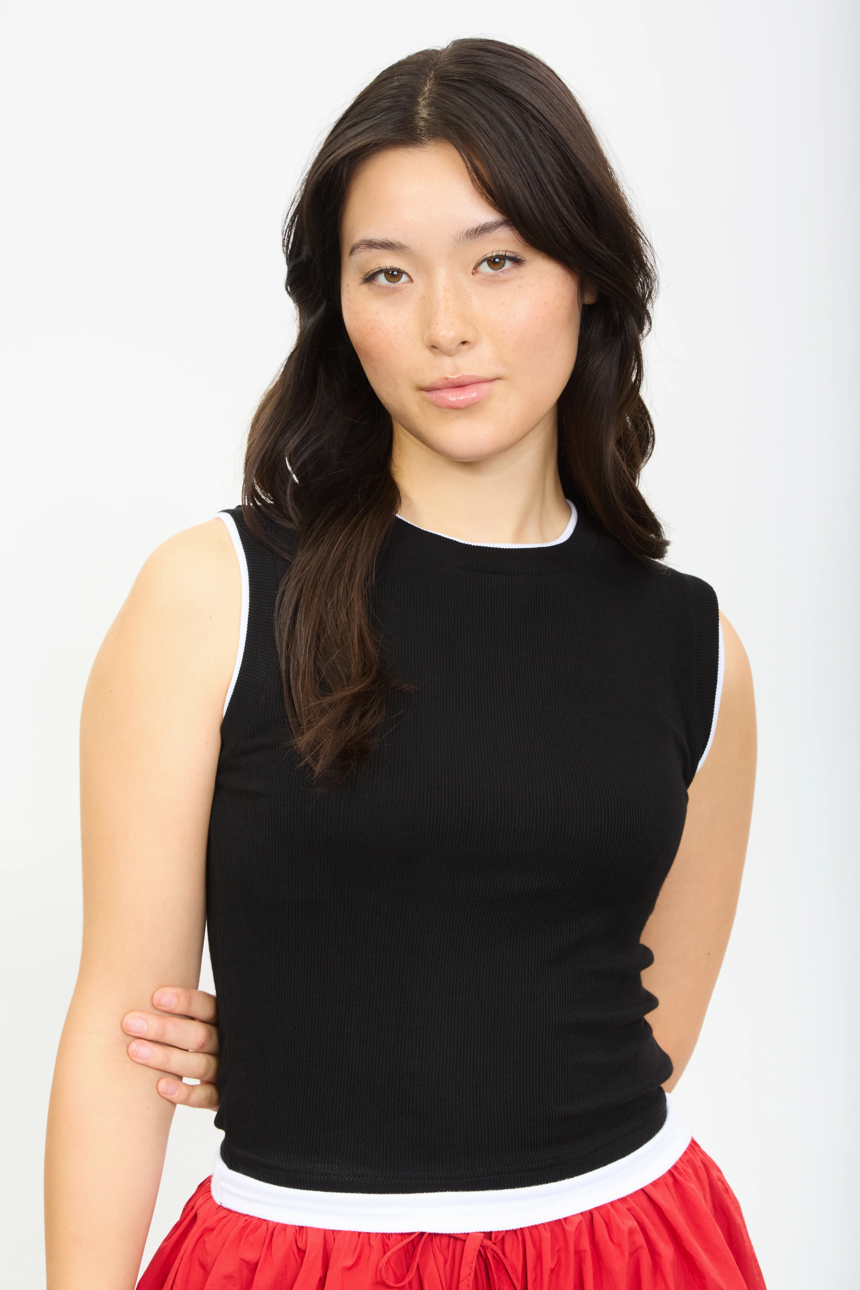 Black and white double layered tank top