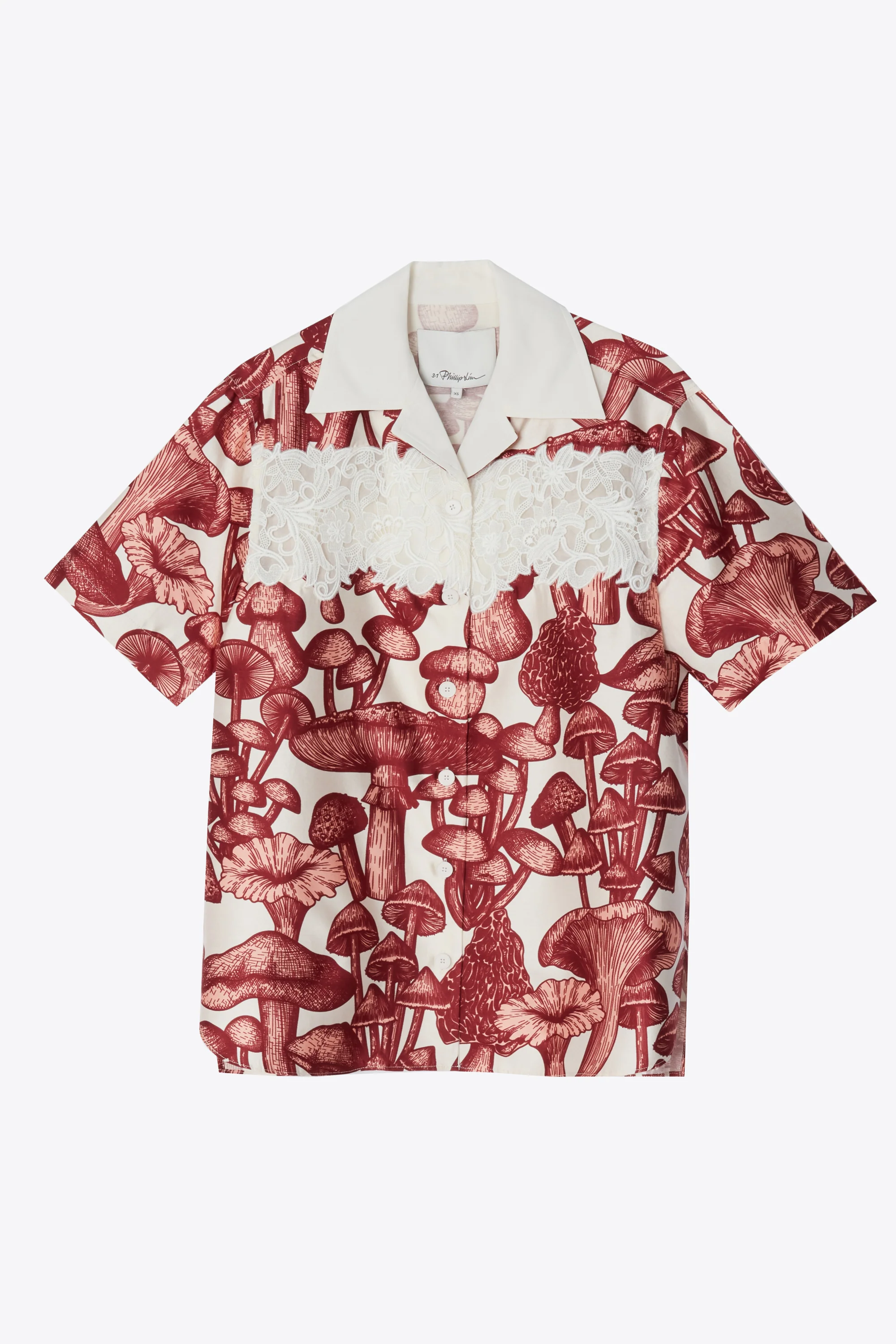 Ethereal Mushroom Camp Shirt With Lace