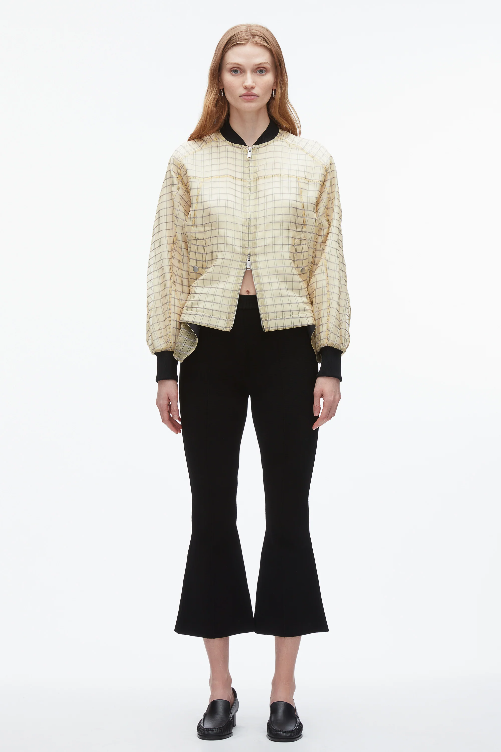 Plaid Organza Bomber Jacket