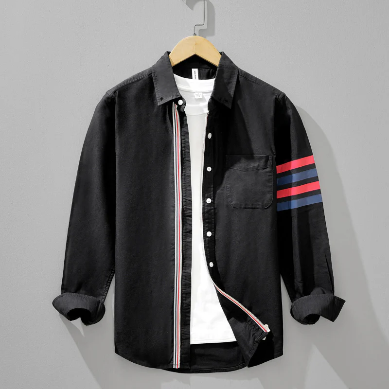 BLUE LINEN SHIRT WITH STRIPES