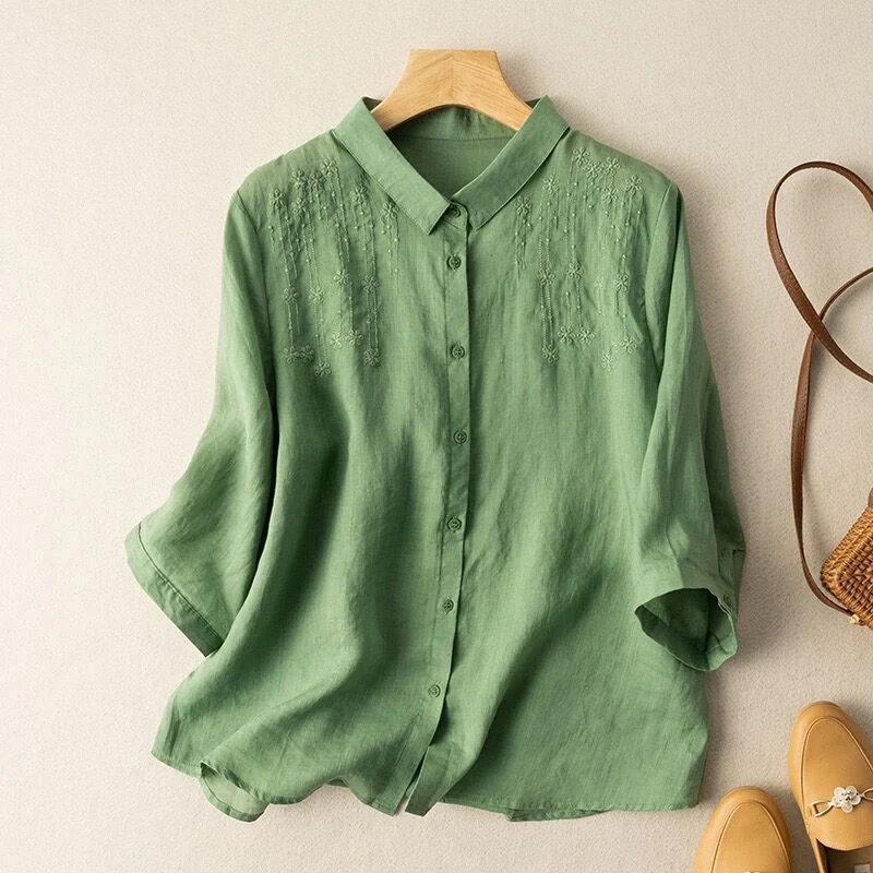 GREEN LINEN SHIRT