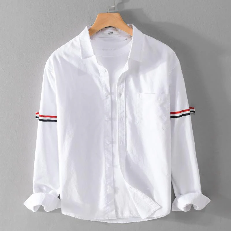 LIGHT BLUE LINEN SHIRT WITH STRIPES