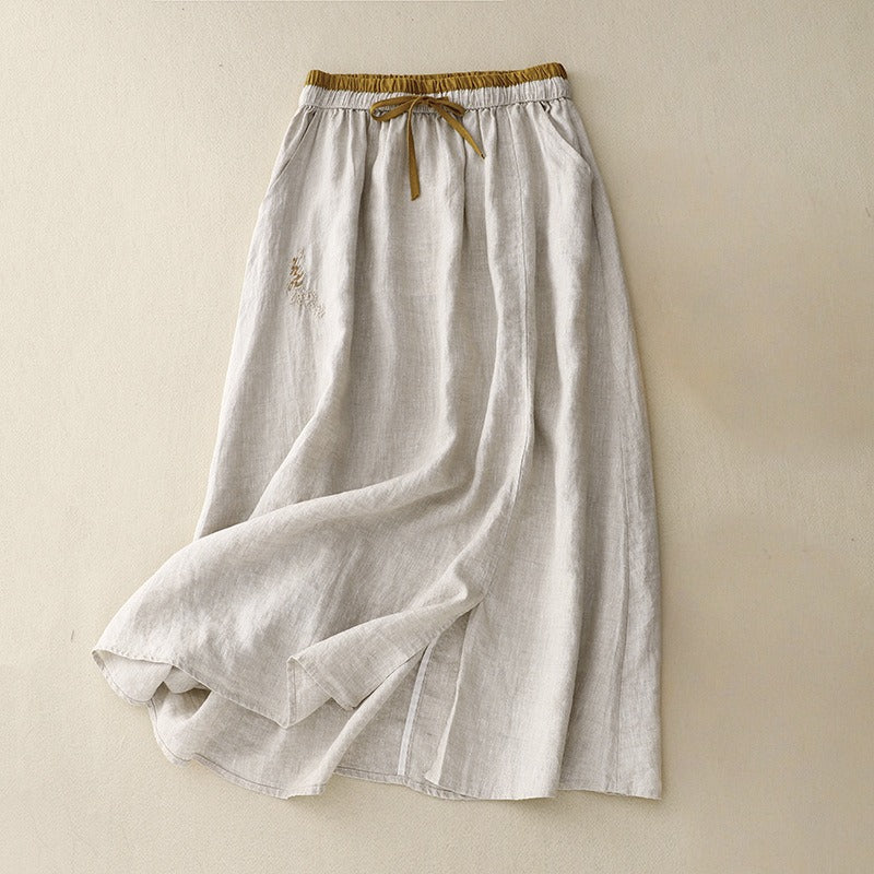 DARK BROWN LINEN SKIRT