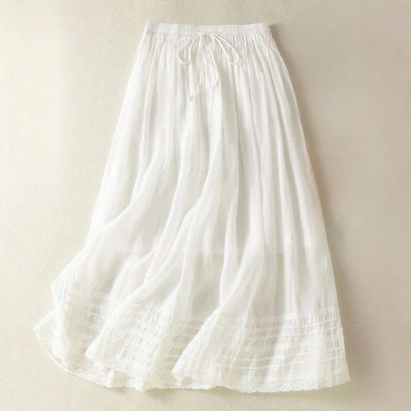 WHITE COTTON FLARED SKIRT