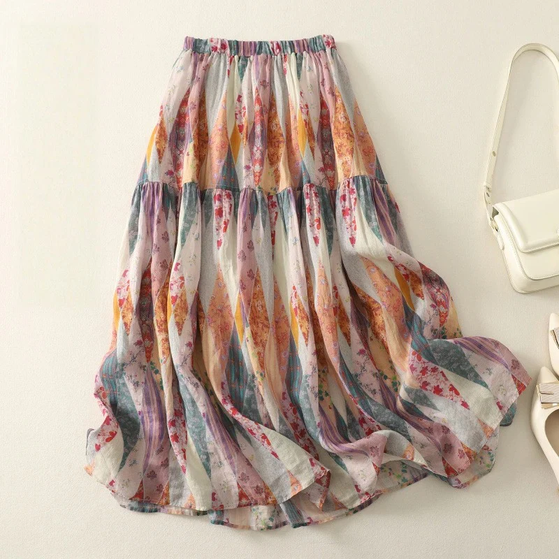 COLORFUL DYED LINEN SKIRT