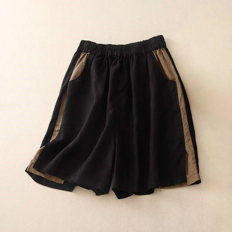 PATCHWORK STYLE LINEN SHORTS