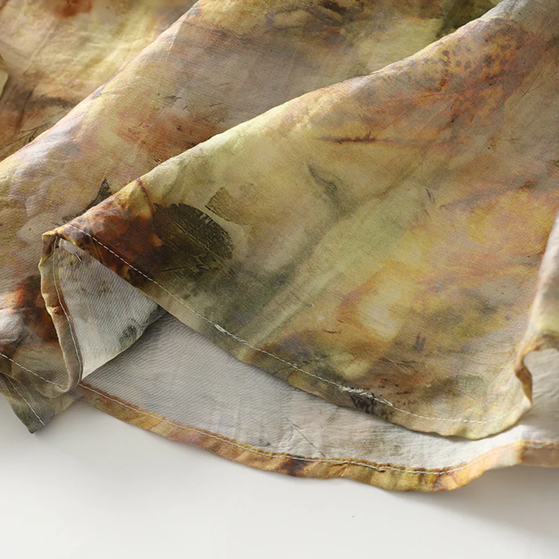 VINTAGE OIL PAINT LINEN SKIRT