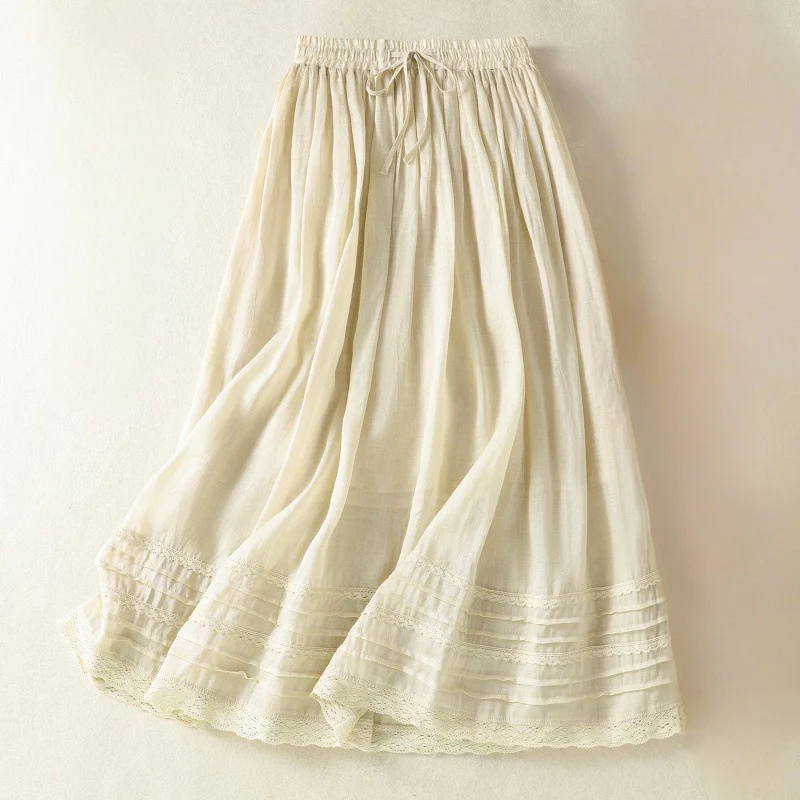 WHITE COTTON FLARED SKIRT