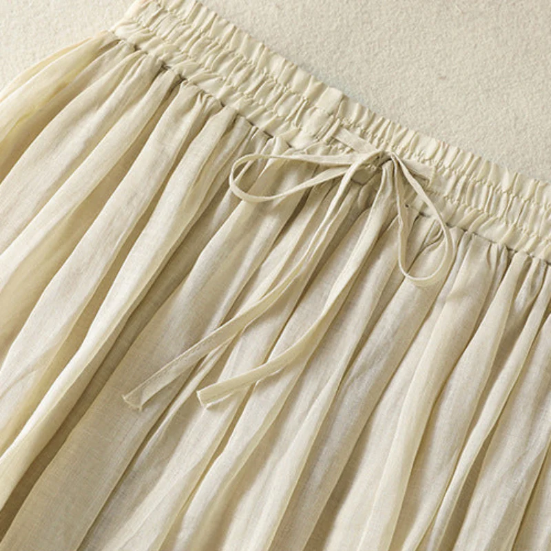 WHITE COTTON FLARED SKIRT