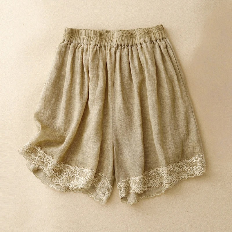 WITH LACE LINEN SHORTS