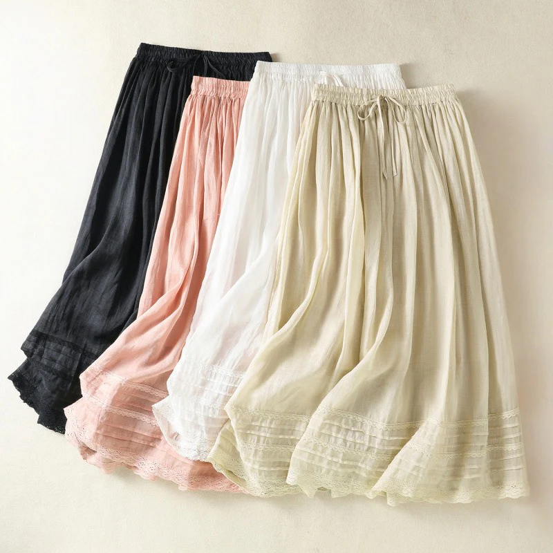 WHITE COTTON FLARED SKIRT