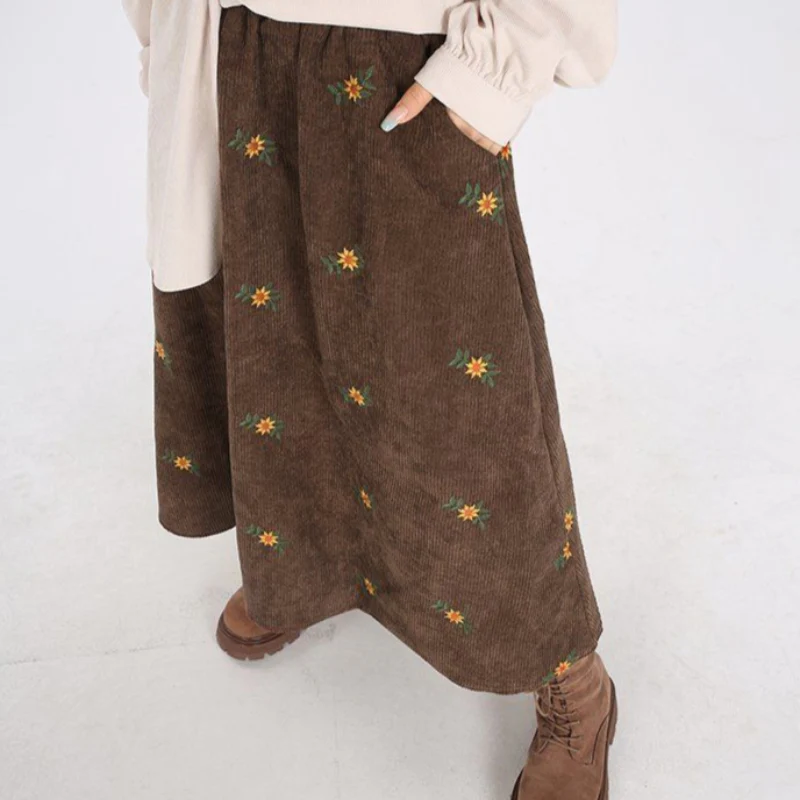 VINTAGE PRINT LINEN SKIRT