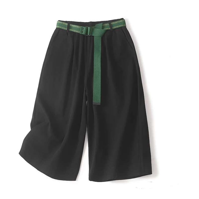 WITH A BELT LINEN SHORTS