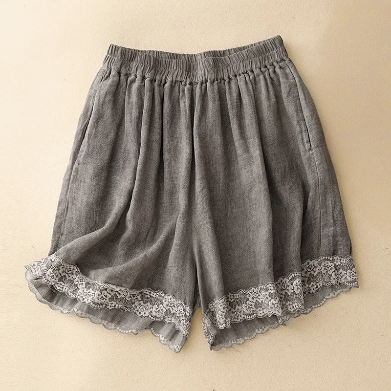WITH LACE LINEN SHORTS