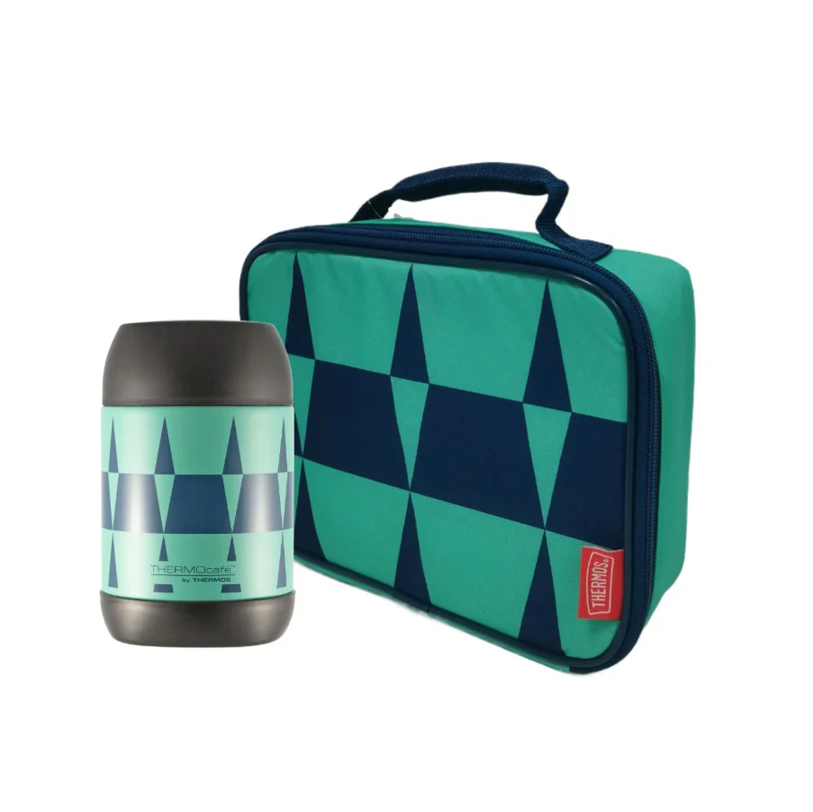 PACK TERMO COMIDA 500ML + LONCHERA DISEÑO AZUL