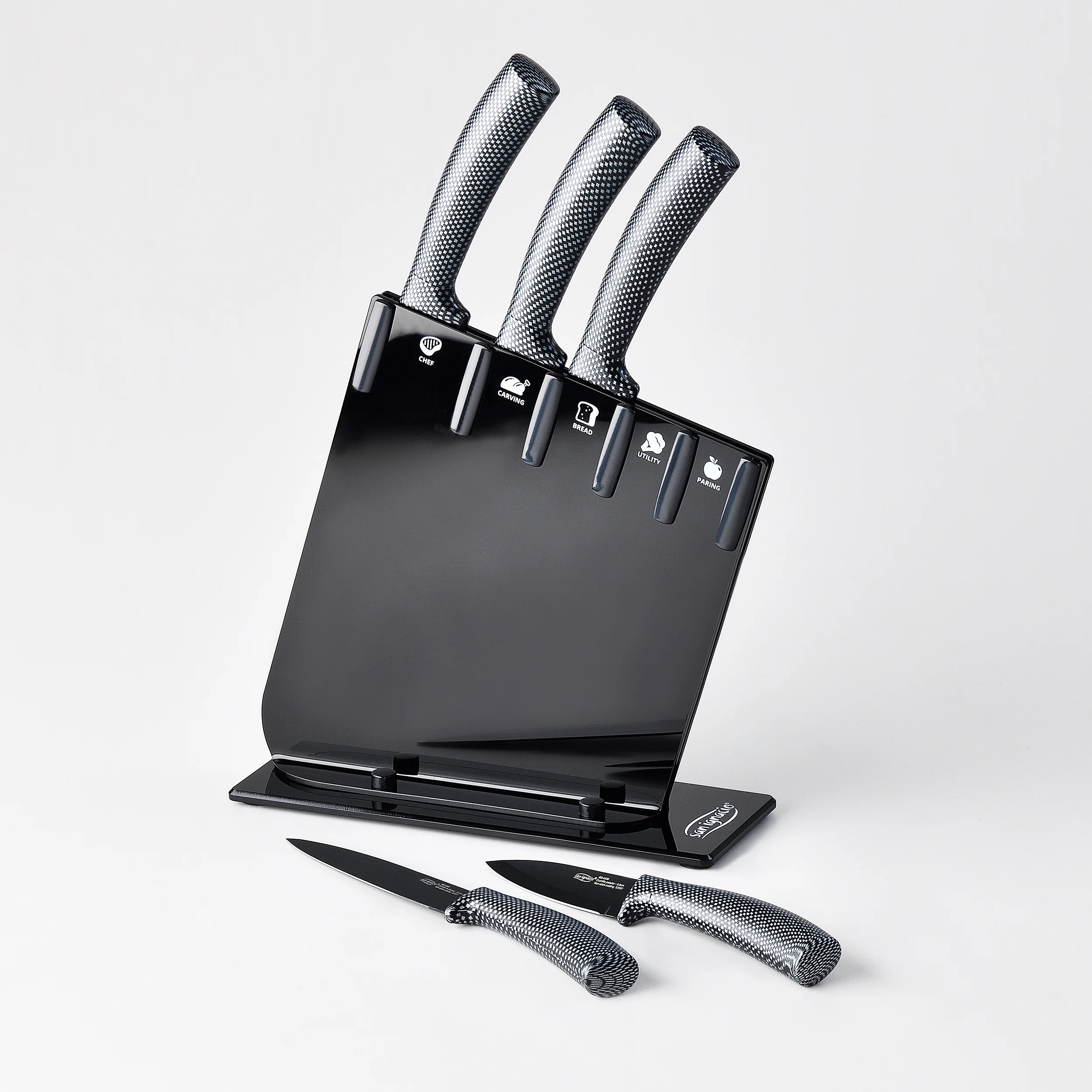 SET 5 CUCHILLOS CON SOPORTE JARAMA GT BLACK