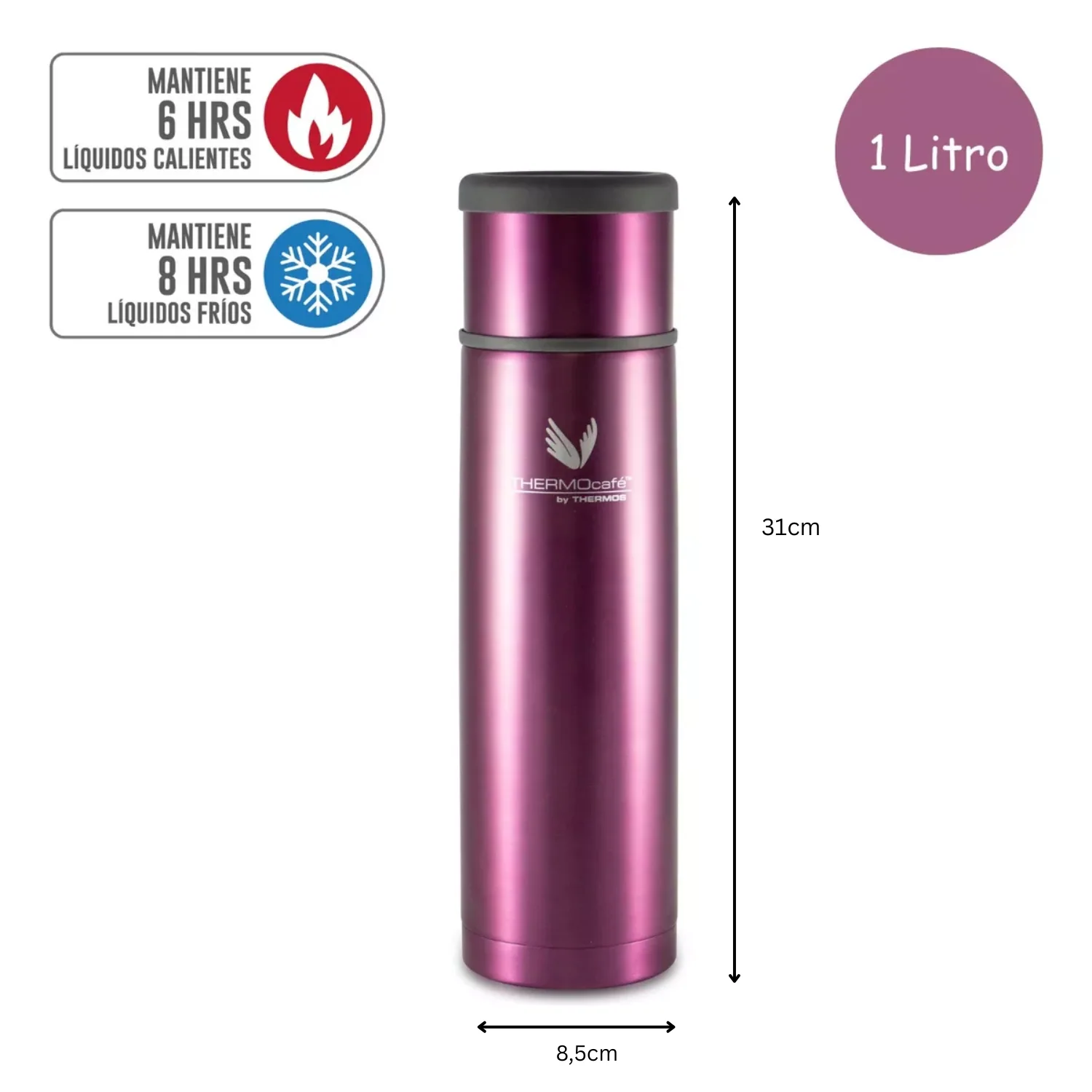 TERMO LÍQUIDO ACERO INOXIDABLE EVERYNIGHT PURPURA 1LT