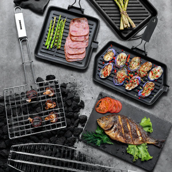 ASADOR RECTANGULAR 34CM HIERRO FUNDIDO BBQ