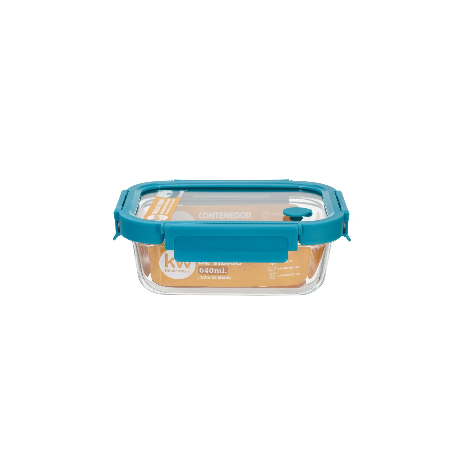 CONTENEDOR TAPA CLICK VIDRIO RECTANGULAR 640ML