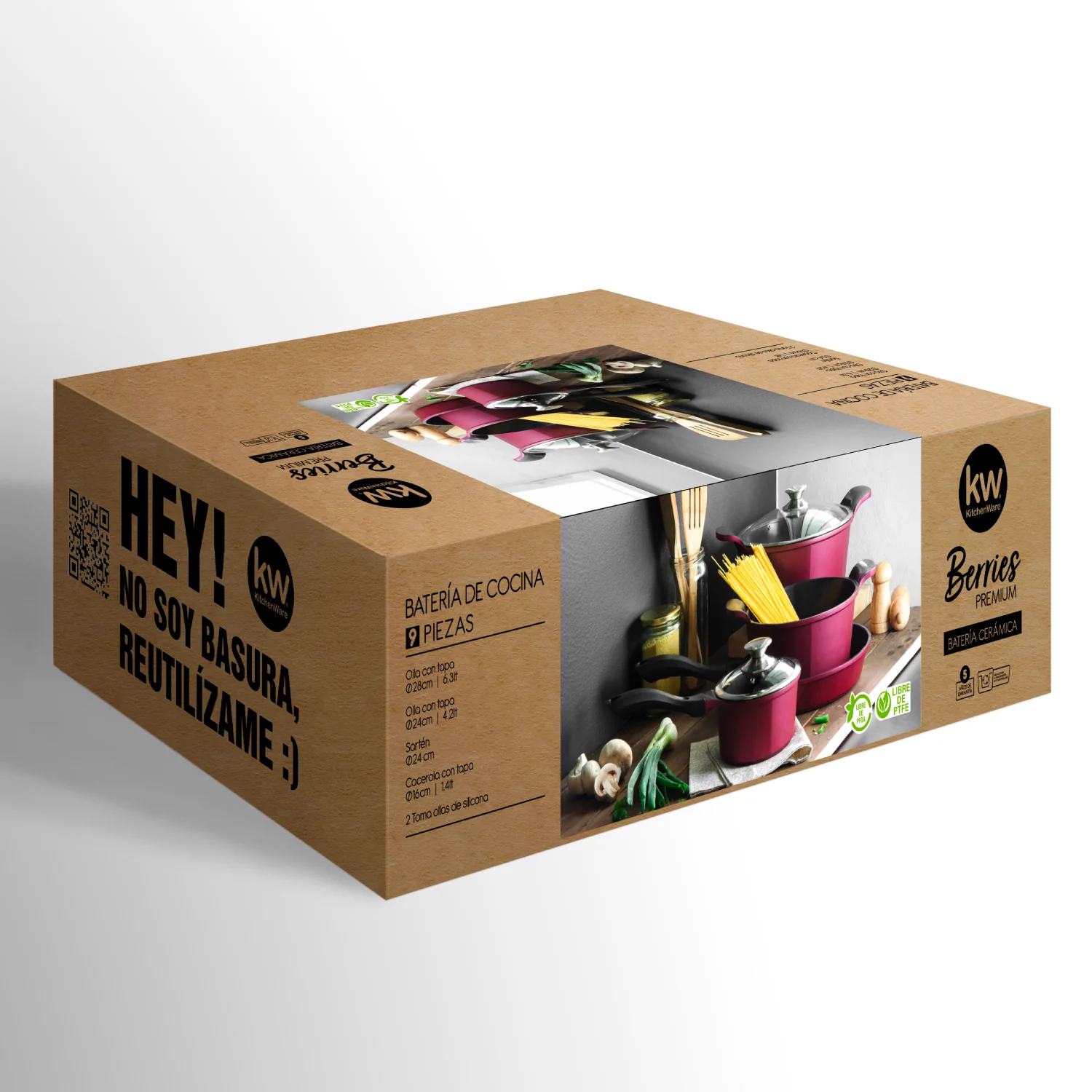 BATERIA DE COCINA 9PIEZAS BERRIES ALUMINIO FUNDIDO