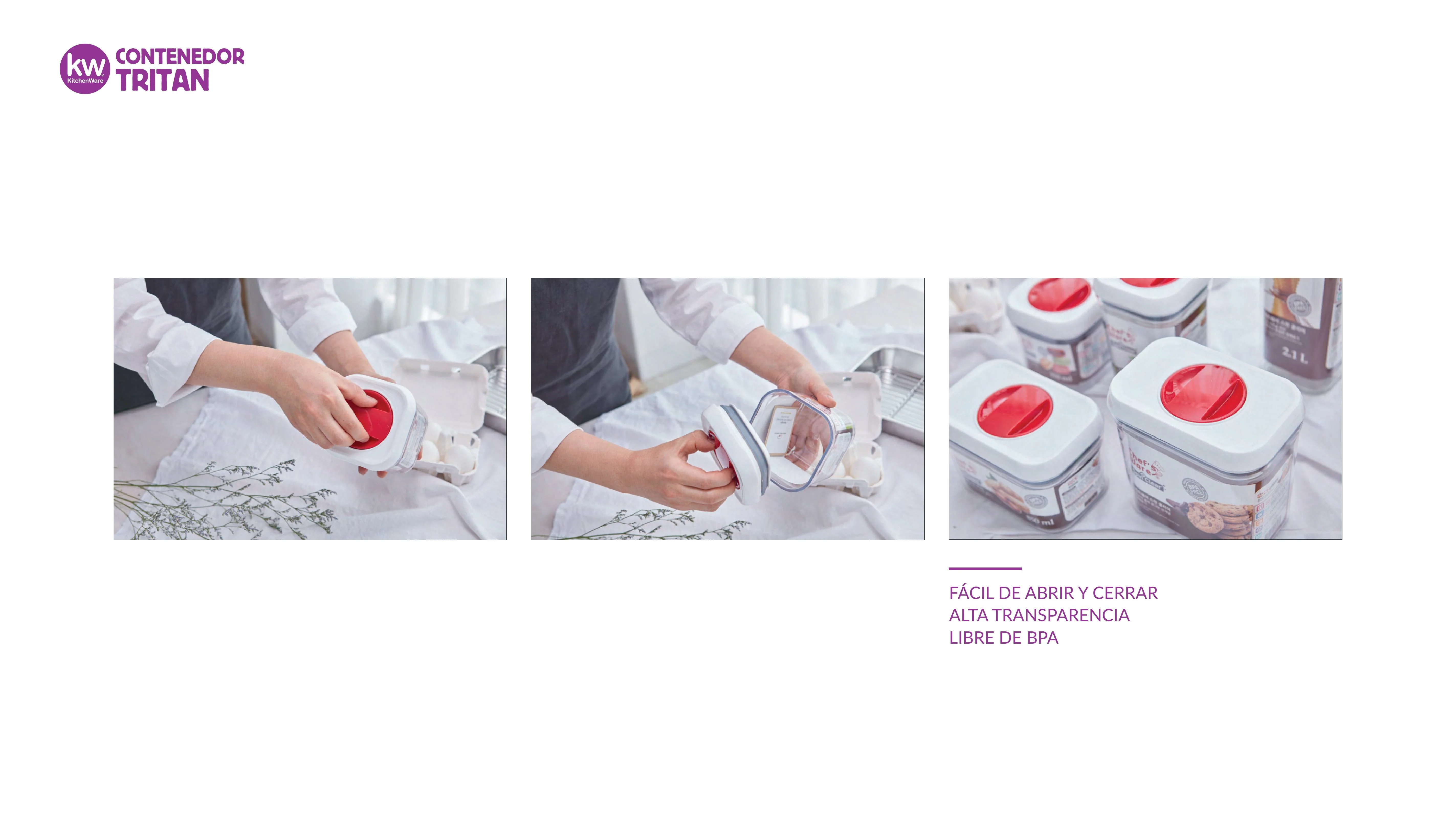 PACK PROMO 4 CONTENEDORES HERMETICOS TRITAN TAPA TWISTLOCK 2