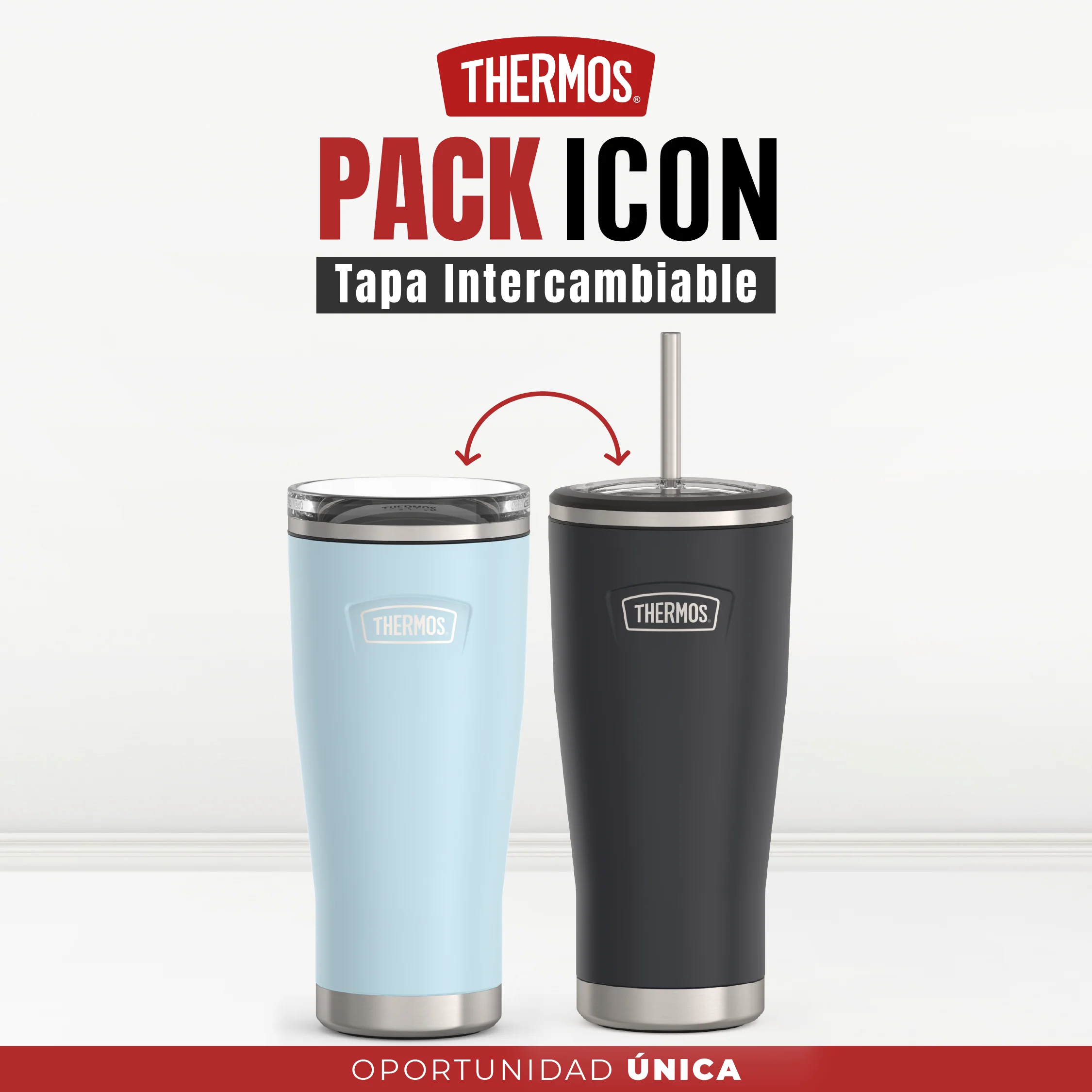 SET VASO GLACIER Y MUG GRAFITO ICON ACERO INOX 710ML