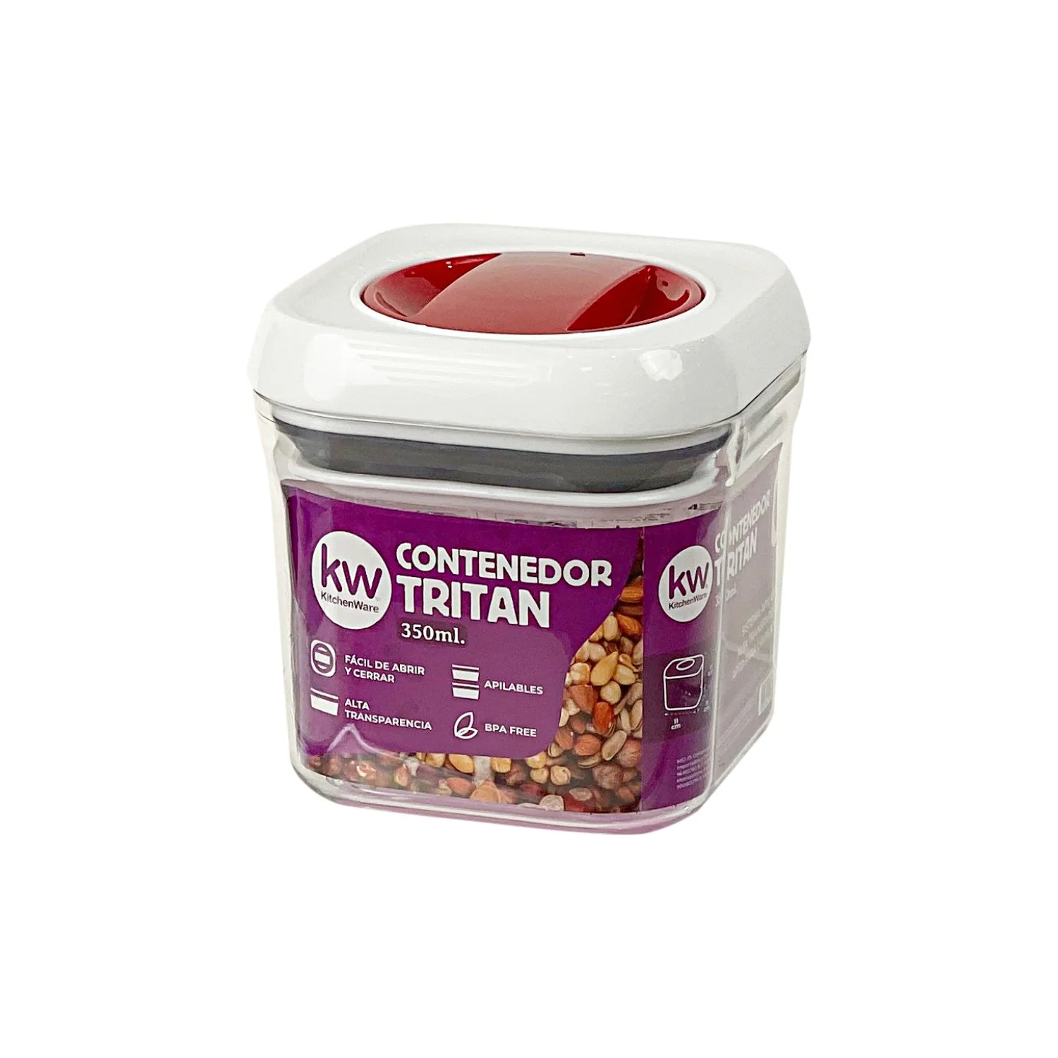 CONTENEDOR HERMETICO CUADRADO TRITAN 350 ML