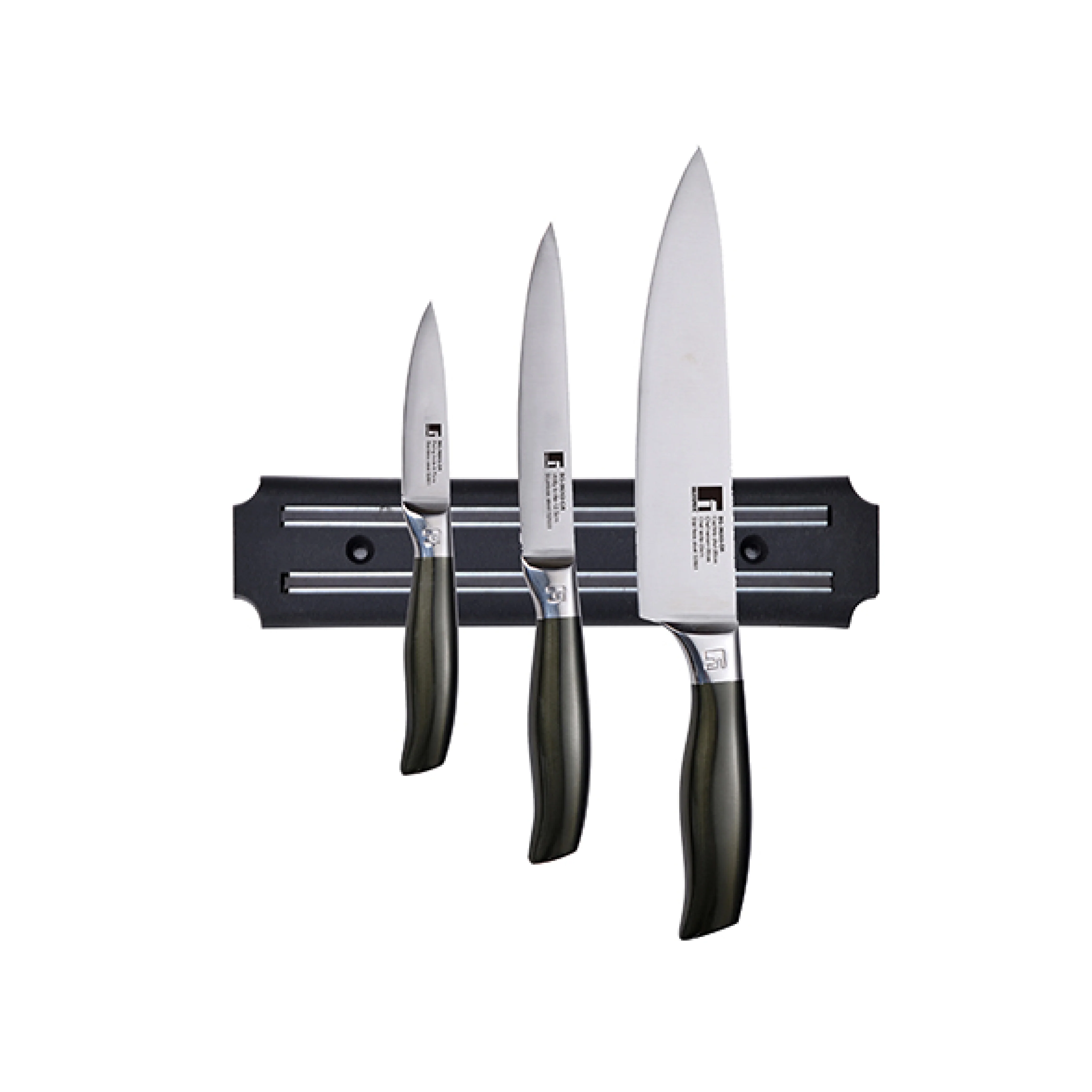 SET 3 CUCHILLOS + BARRA MAGNETICA ACERO INOX MIDNIGHT