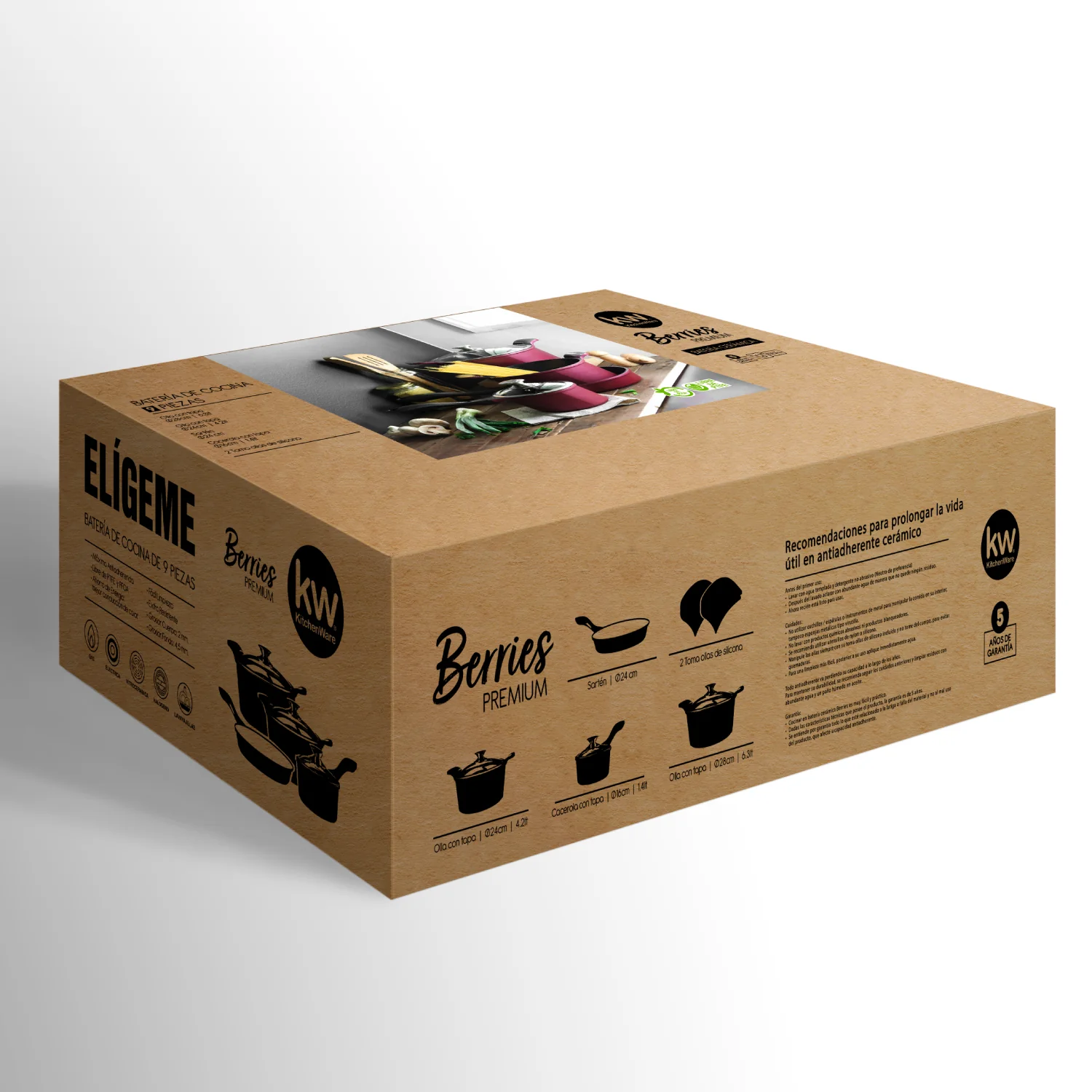 BATERIA DE COCINA 9PIEZAS BERRIES ALUMINIO FUNDIDO