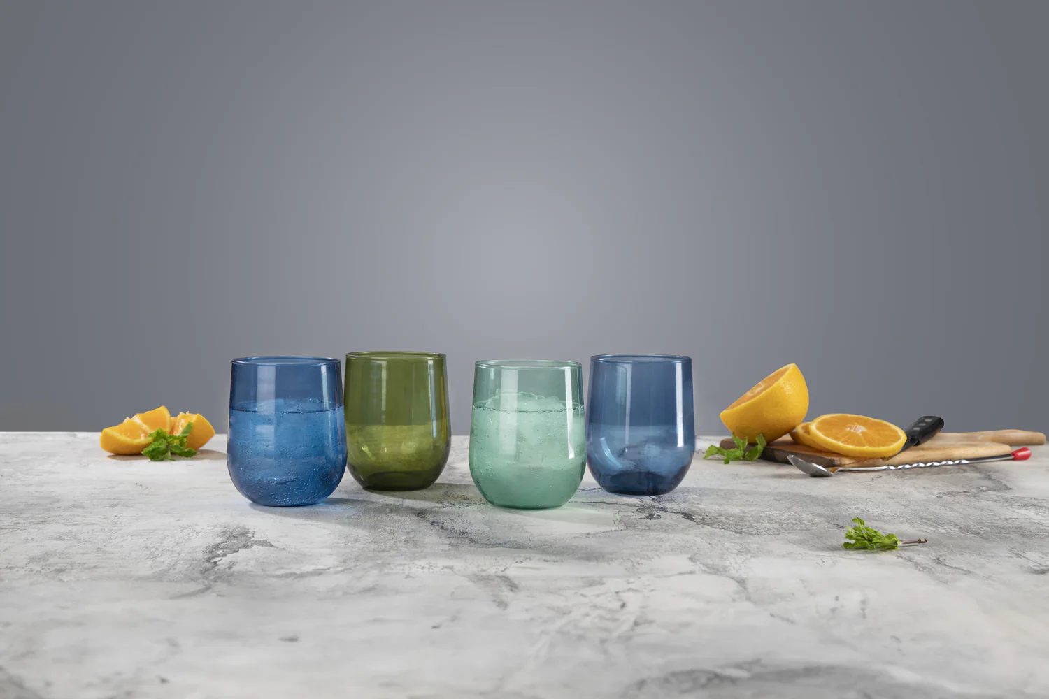 SET 4 VASOS STEMLESS COLORS 497 ML