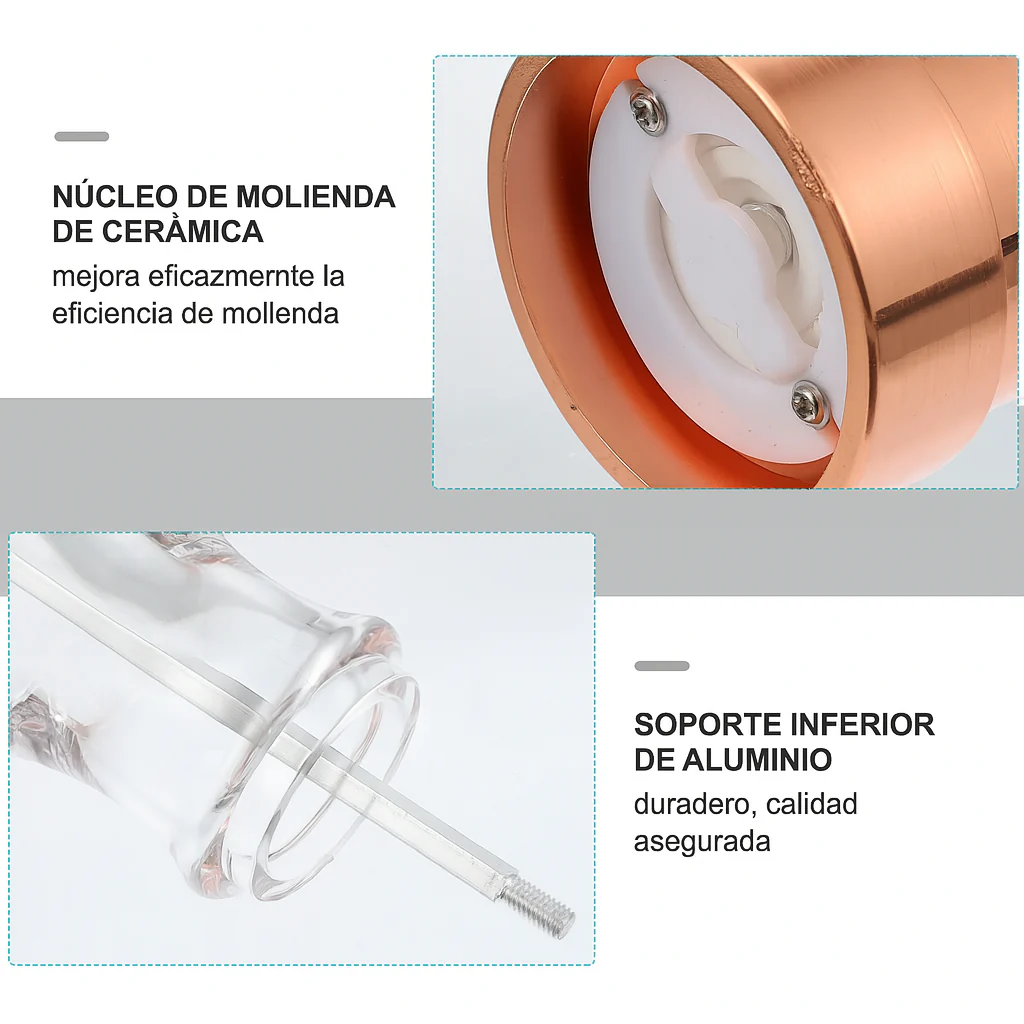 SET DE 2 PIEZAS  SALERO Y MOLINO DE PIMIENTA