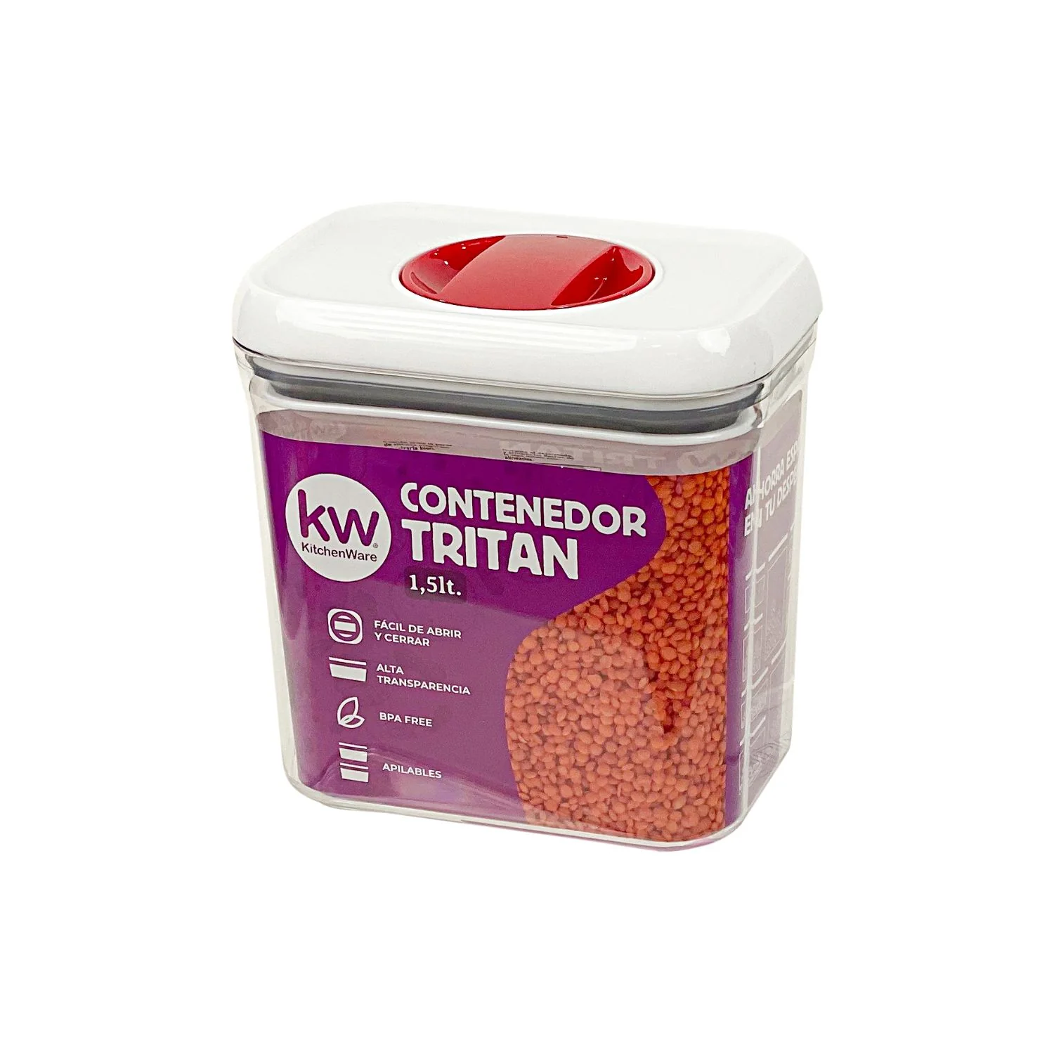 CONTENEDOR HERMETICO RECTANGULAR TRITAN 1.5LT
