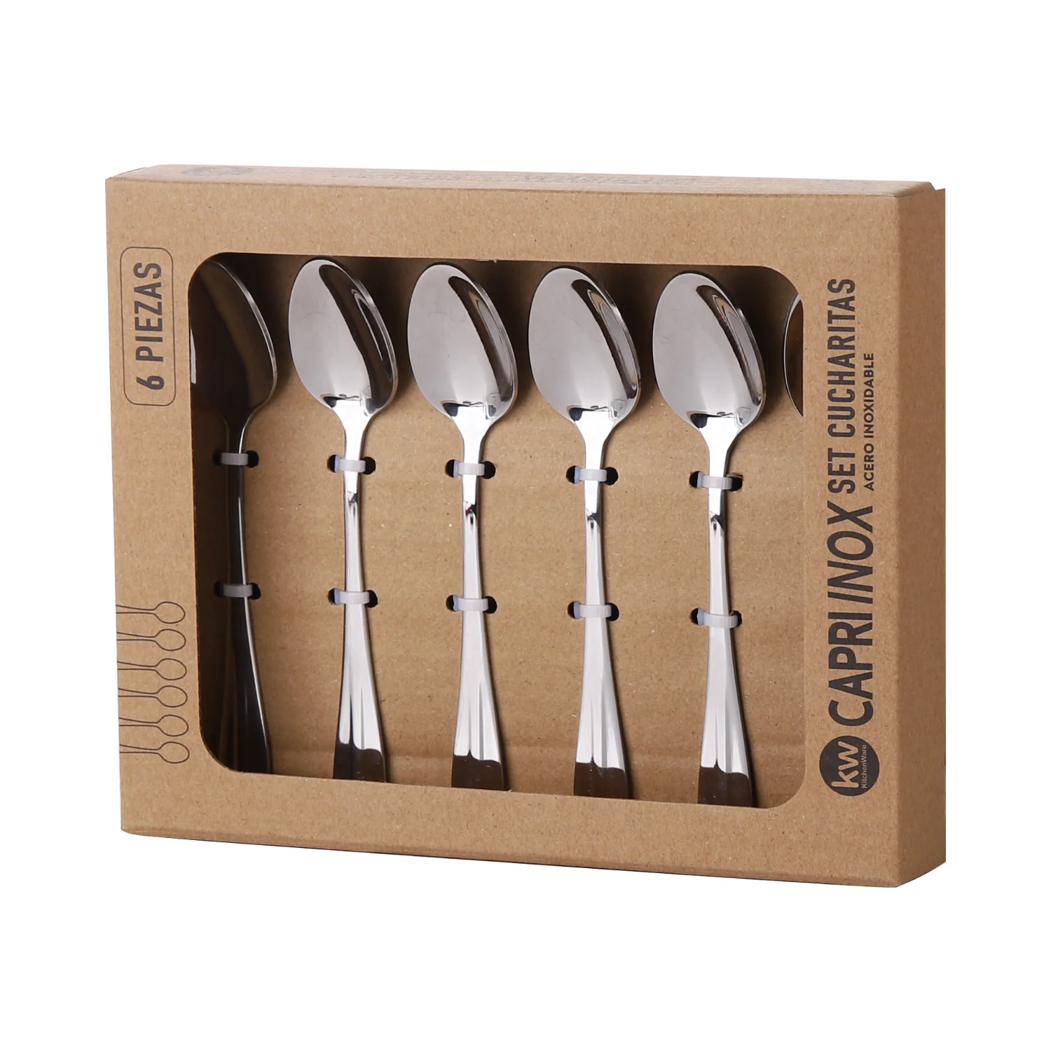 SET CUCHARITAS 6PZ CAPRI ACERO INOXIDABLE