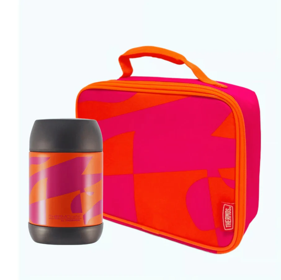 PACK TERMO COMIDA 500 ML + LONCHERA DISEÑO NARANJA