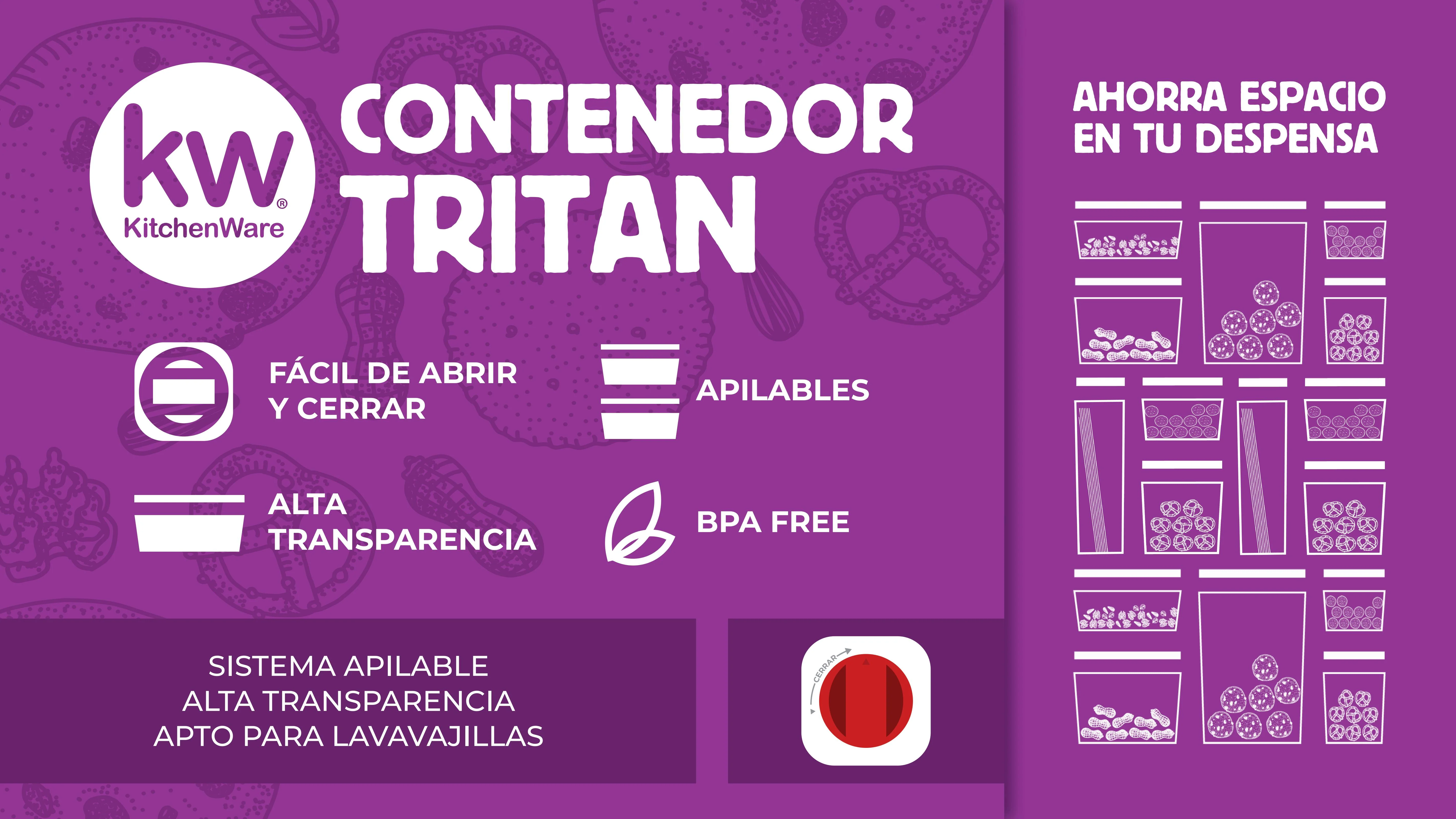 CONTENEDOR HERMETICO CUADRADO TRITAN 920 ML