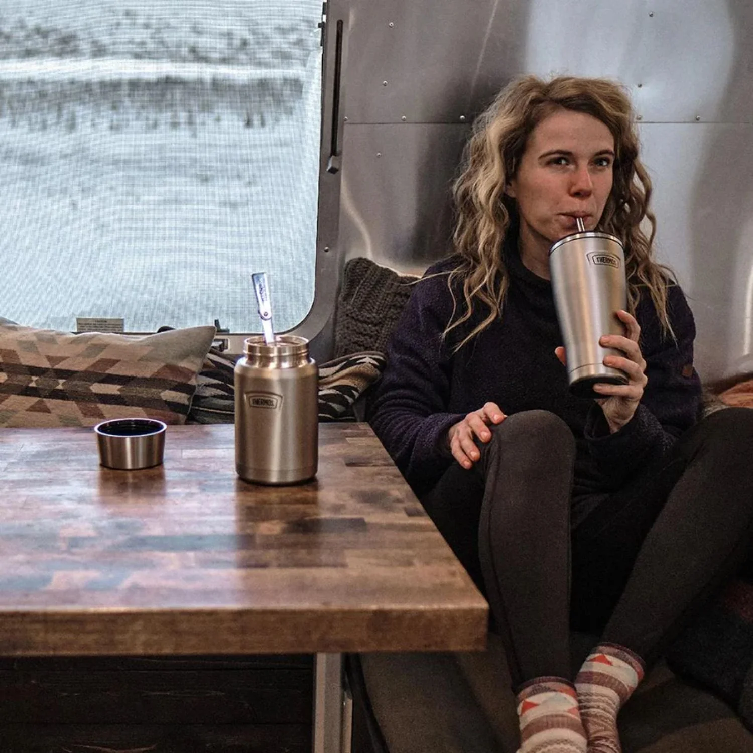 SET MUG ICON ACERO INOXIDABLE CON BOMBILLA 710ML