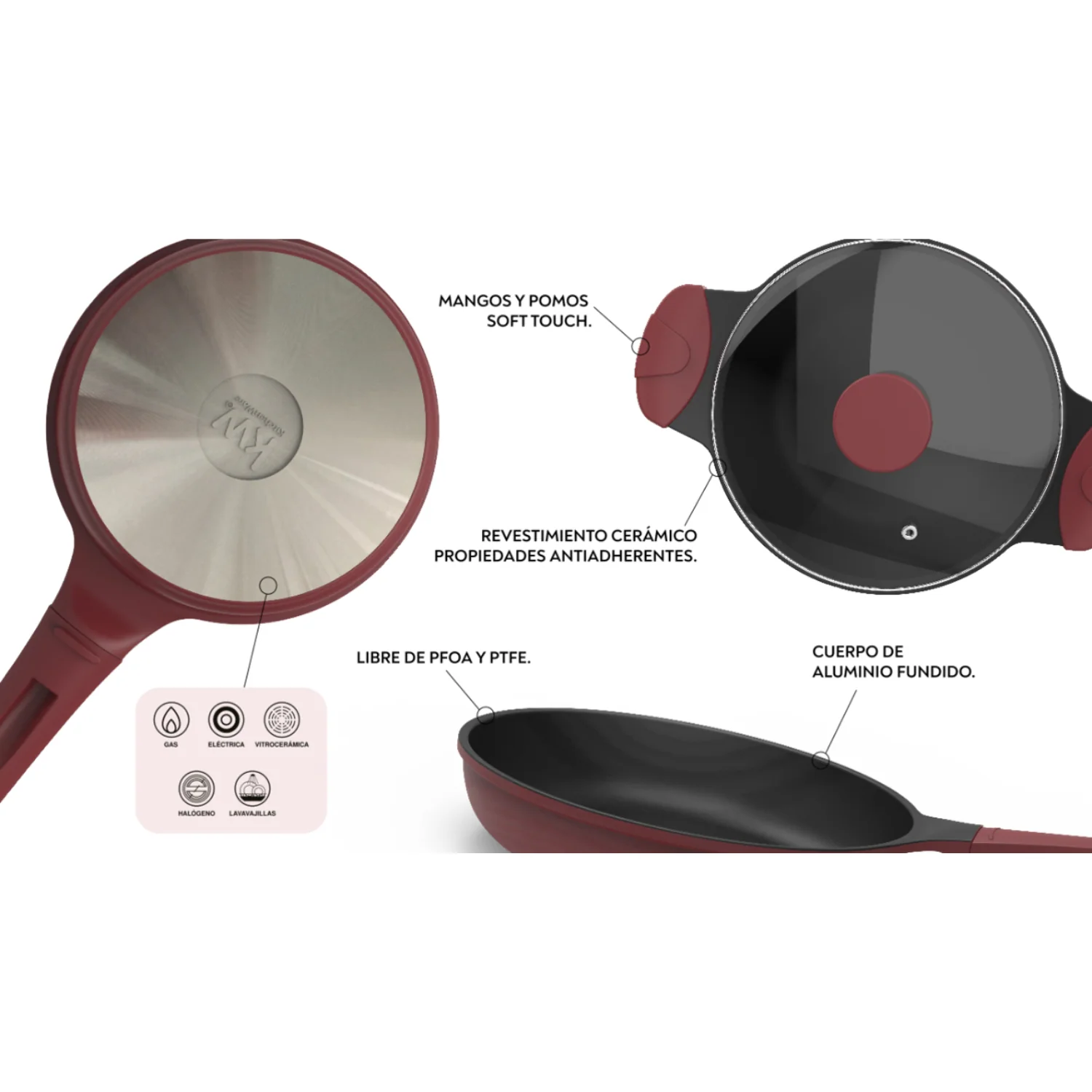 BATERIA DE COCINA 7 PIEZAS ALUMINIO FUNDIDO BERRIES