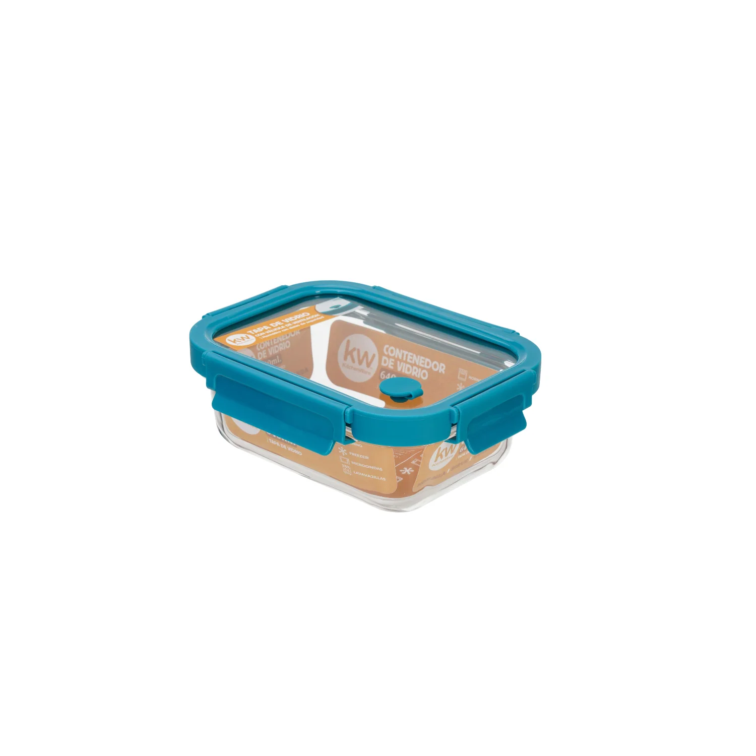 CONTENEDOR TAPA CLICK VIDRIO RECTANGULAR 640ML