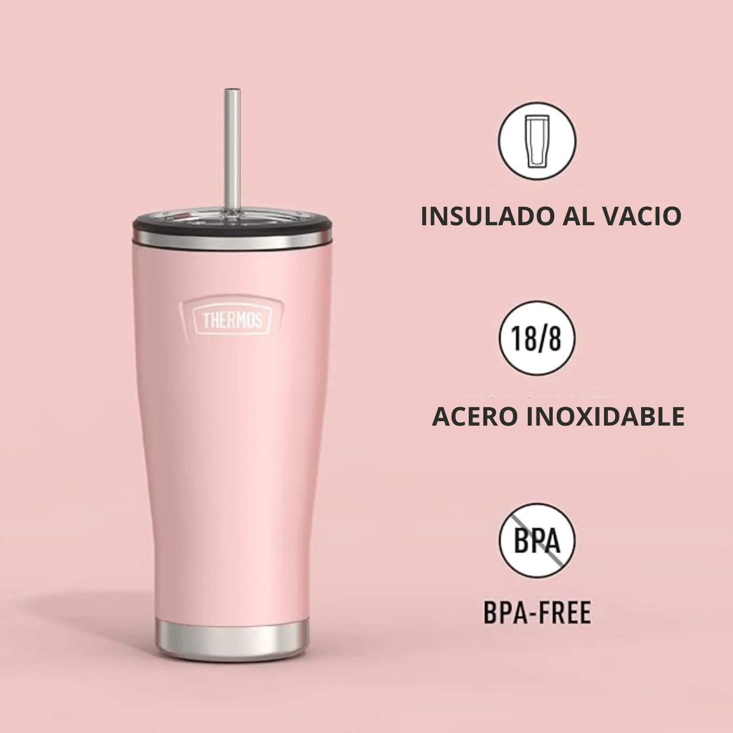 SET MUG ICON ACERO INOXIDABLE CON BOMBILLA 710ML