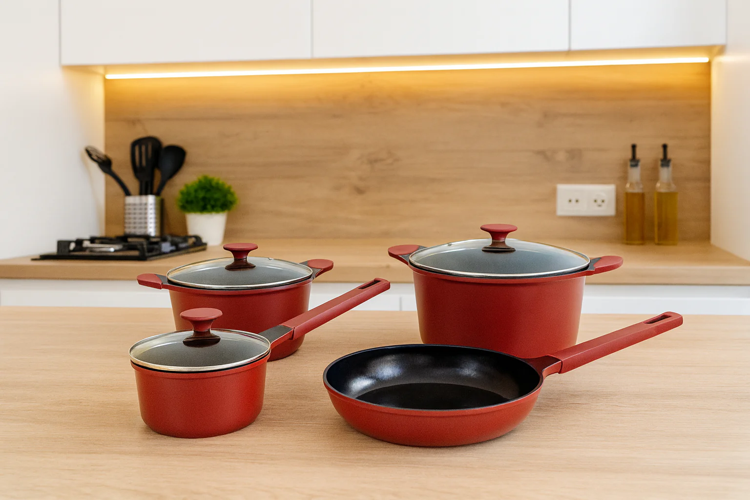 BATERIA DE COCINA 7 PIEZAS ALUMINIO FUNDIDO BERRIES