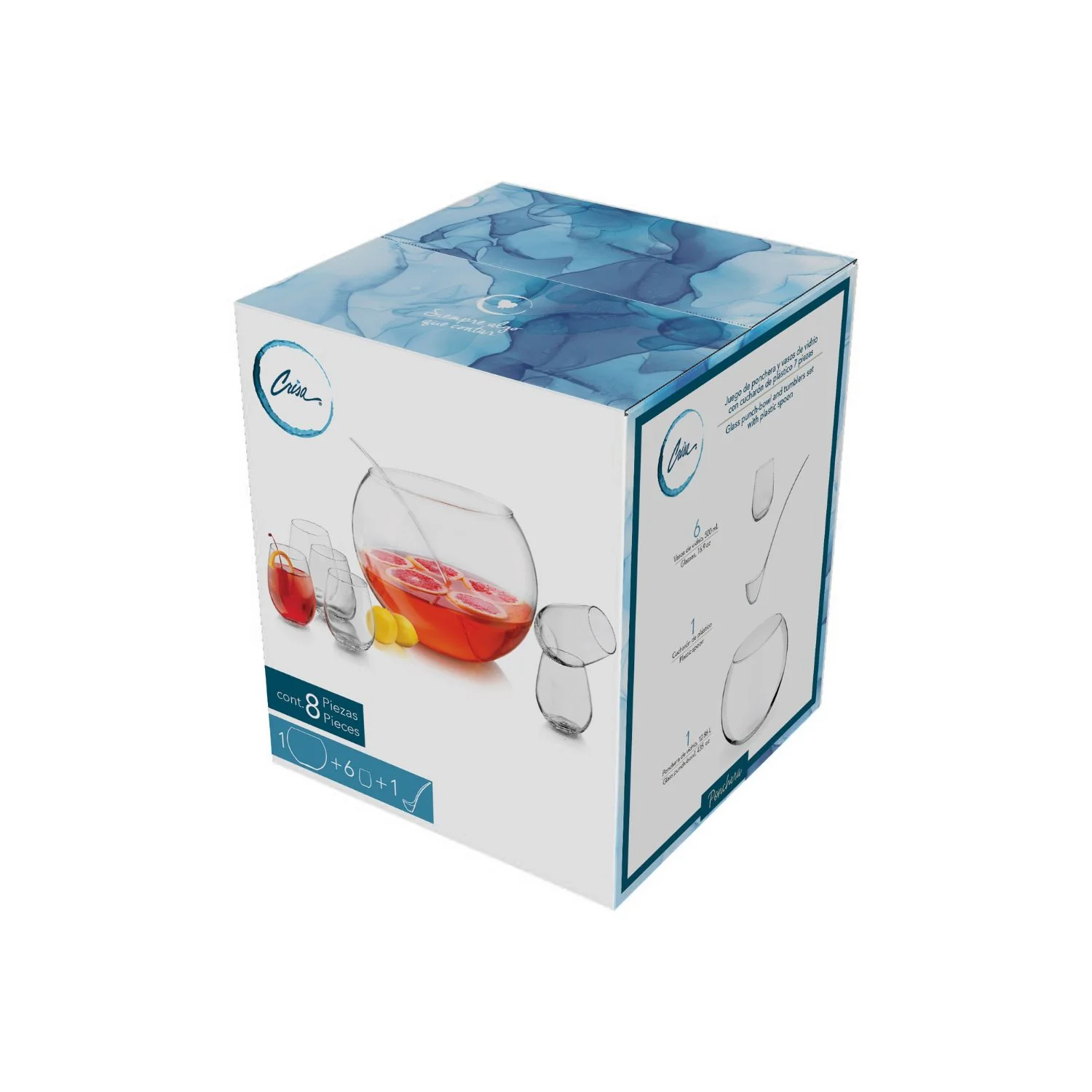 SET PONCHERA 8 PIEZAS VIDRIO 12,8 LITROS