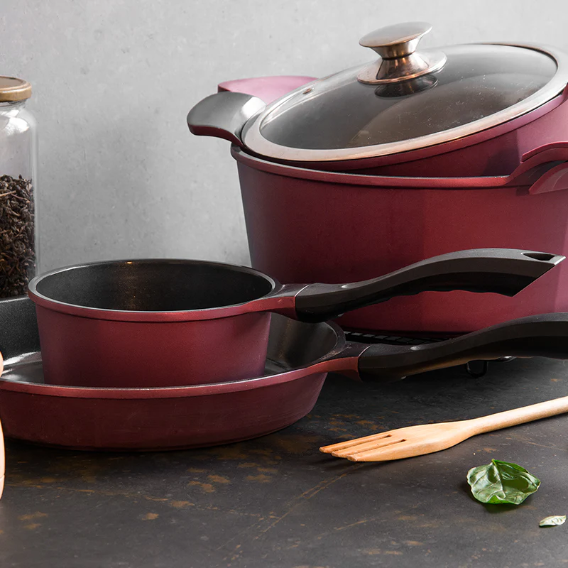 BATERIA DE COCINA 9PIEZAS BERRIES ALUMINIO FUNDIDO