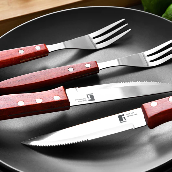 SET 4 TENEDORES DE CARNE ACERO INOXIDABLE BBQ