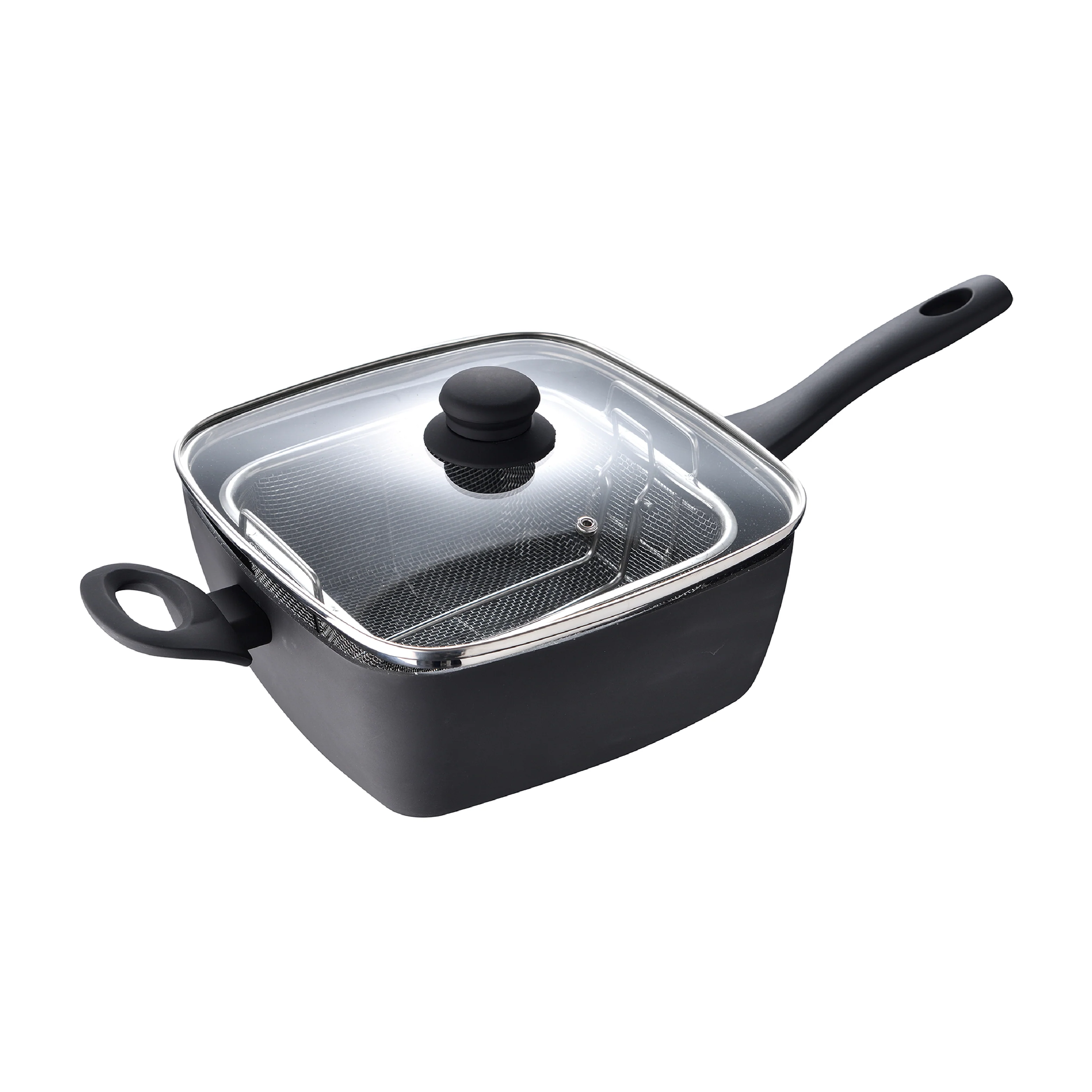 SARTEN FREIDOR CUADRADO 24CM C/TAPA NEGRO