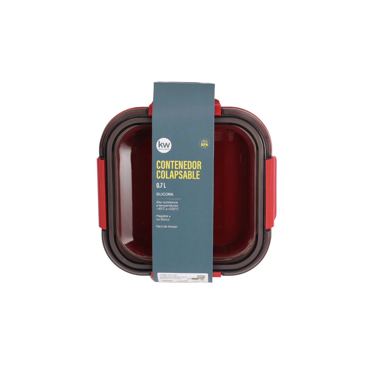 CONTENEDOR COLAPSABLE 700ML ROJO