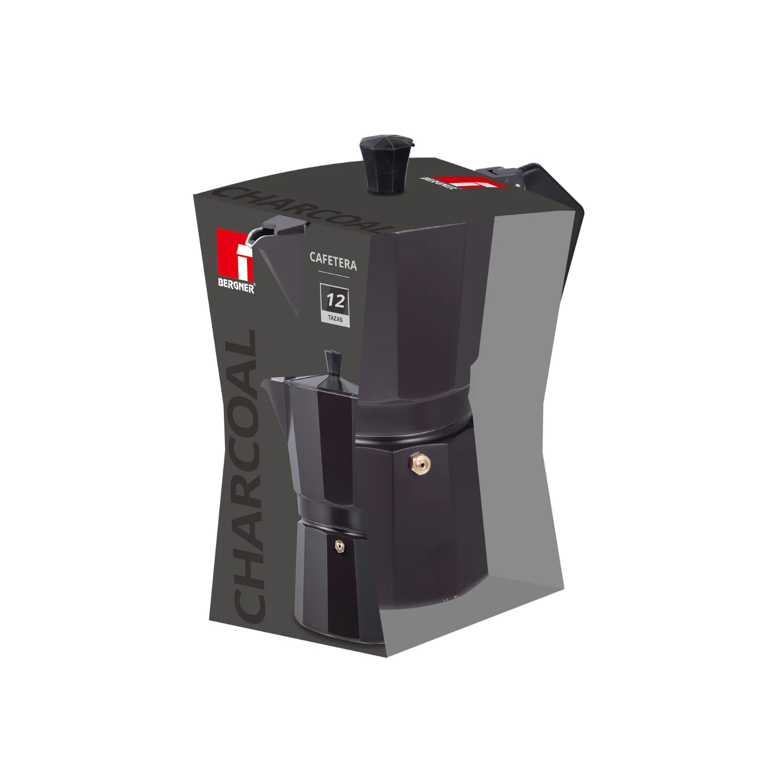 CAFETERA ITALIANA ALUMINIO 12 TAZAS CHARCOAL