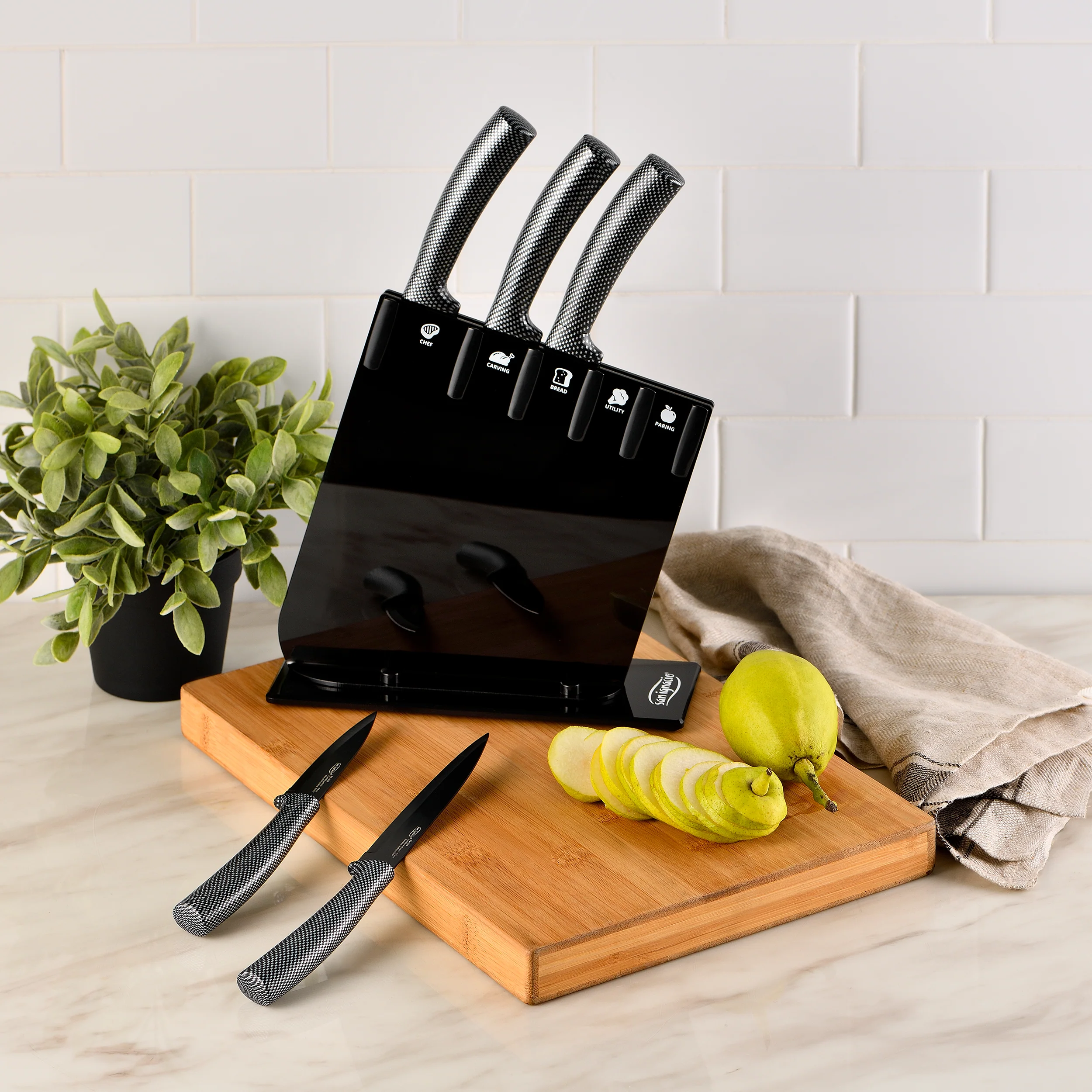 SET 5 CUCHILLOS CON SOPORTE JARAMA GT BLACK