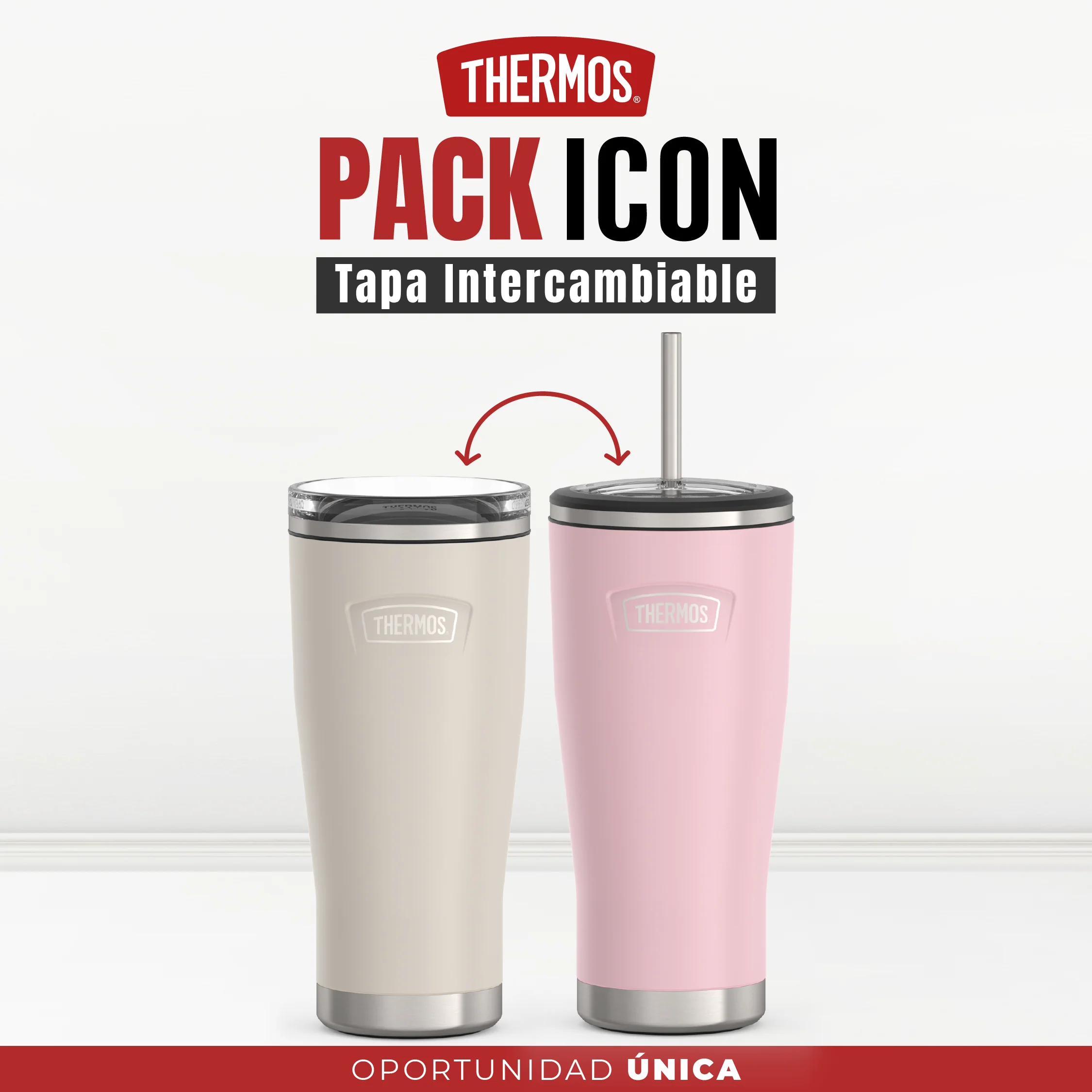 SET VASO SANDSTONE Y MUG PINK ICON ACERO INOX 710ML